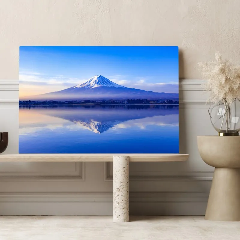 Obraz na płótnie Góra Fuji poranne odbicie nad jeziorem – Wallissimo® Obraz na płótnie Góra Fuji poranne odbicie nad jeziorem – Wallissimo®