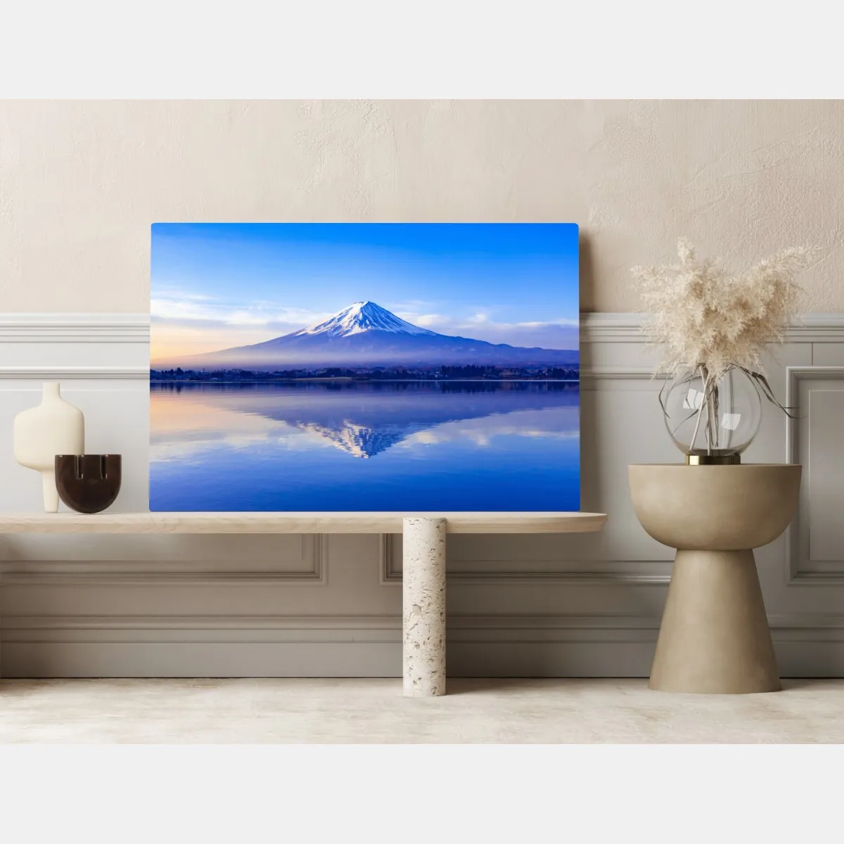Obraz na płótnie Góra Fuji poranne odbicie nad jeziorem – Wallissimo® Obraz na płótnie Góra Fuji poranne odbicie nad jeziorem – Wallissimo®