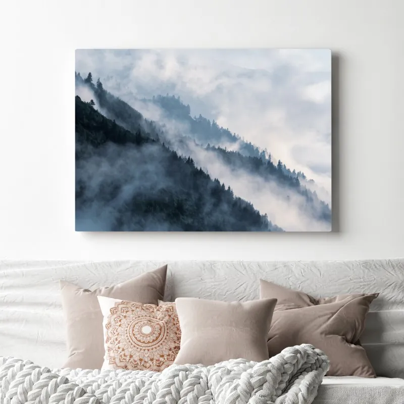 Obraz na płótnie mglista górska panorama – Wallissimo® Obraz na płótnie mglista górska panorama – Wallissimo®
