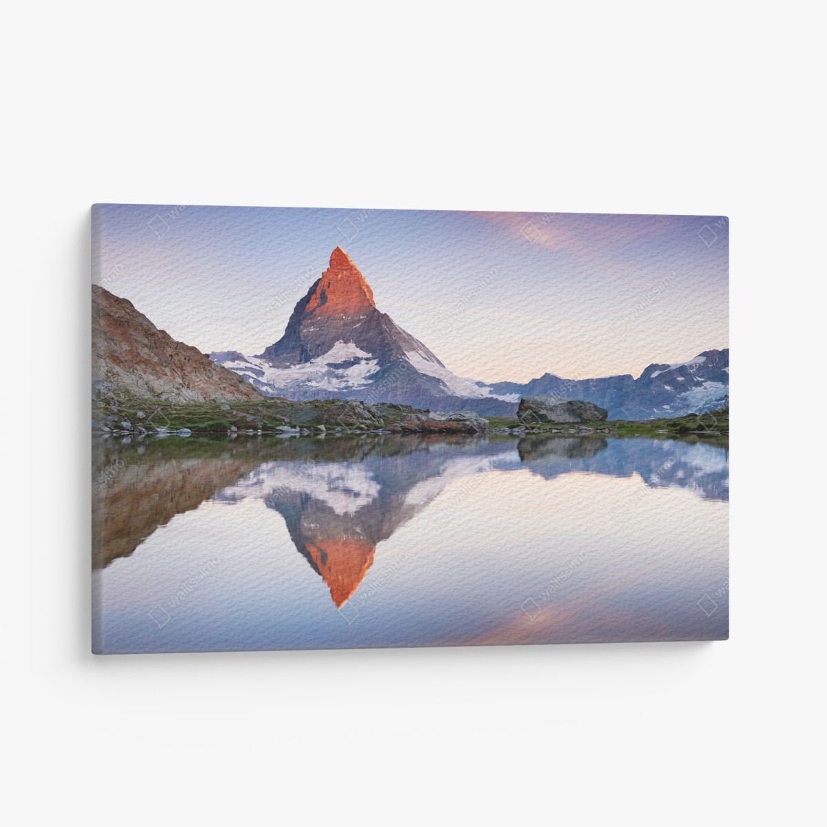 Canvas print Matterhorn sunrise reflection over alpine lake