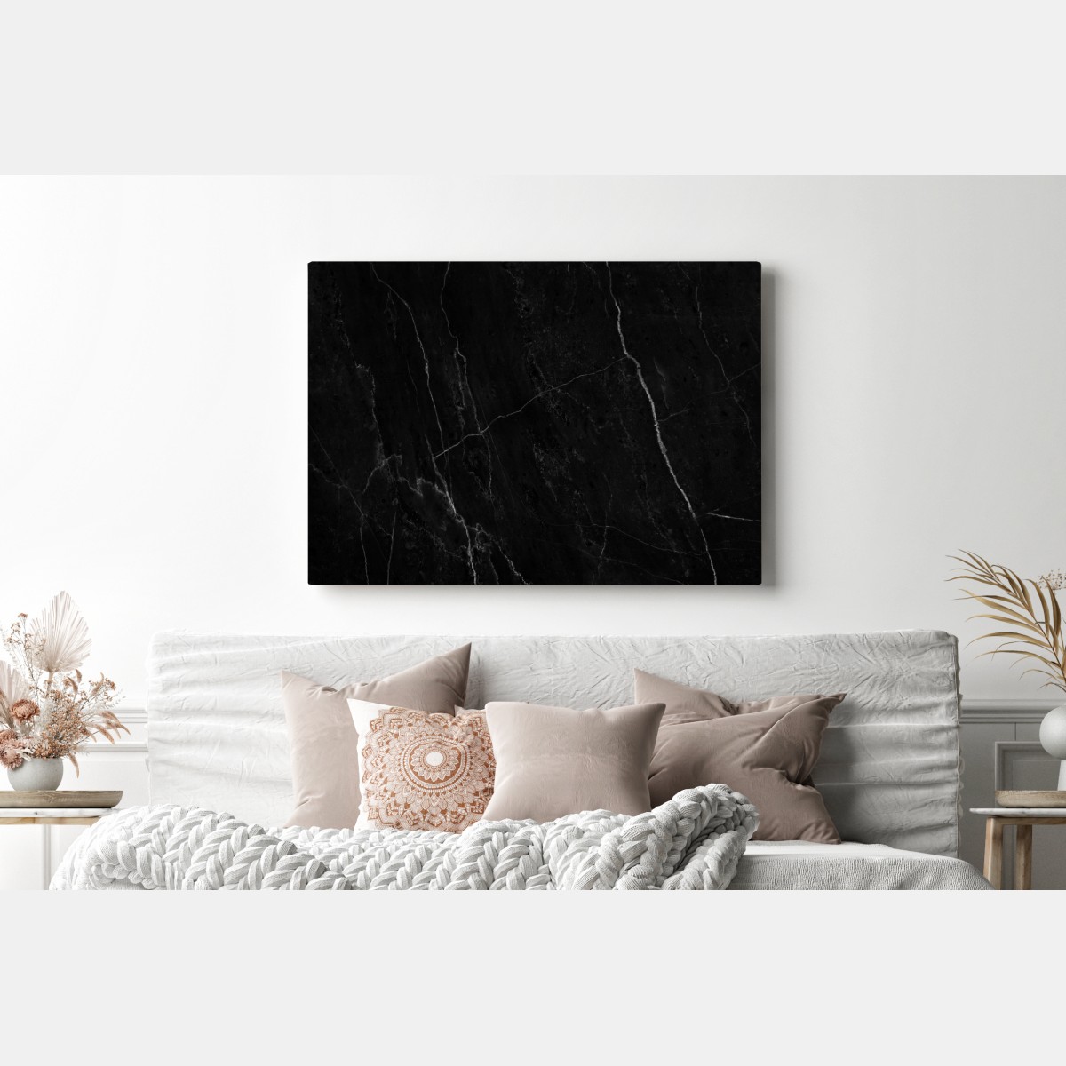 Obraz na płótnie czarny marmur z białymi żyłkami – Wallissimo® Obraz na płótnie czarny marmur z białymi żyłkami – Wallissimo®