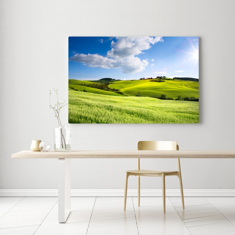 Obraz na płótnie Toskania zielone wzgórza o zachodzie słońca – Wallissimo® Obraz na płótnie Toskania zielone wzgórza o zachodzie słońca – Wallissimo®
