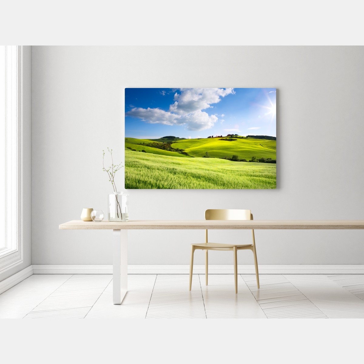 Obraz na płótnie Toskania zielone wzgórza o zachodzie słońca – Wallissimo® Obraz na płótnie Toskania zielone wzgórza o zachodzie słońca – Wallissimo®