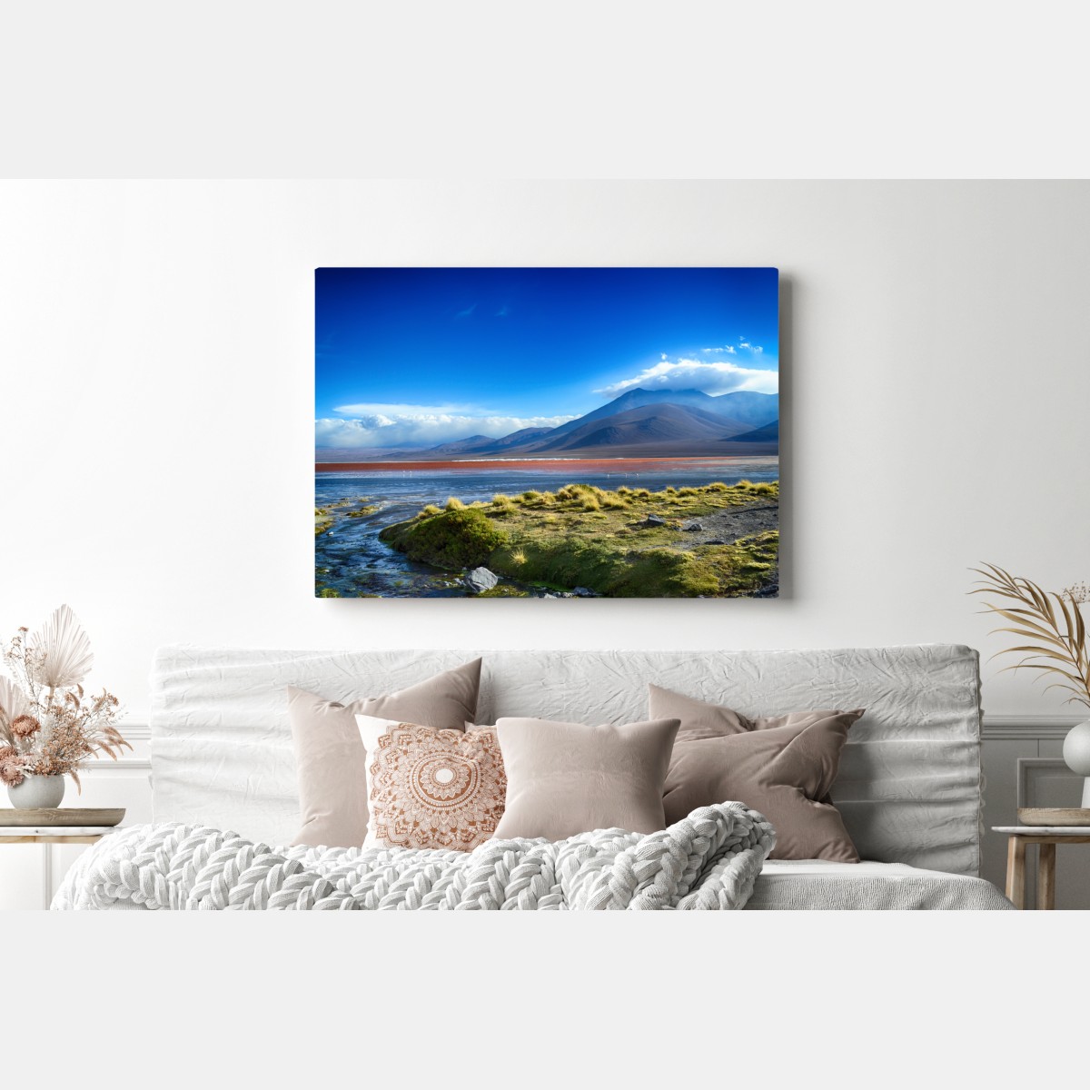 Obraz na płótnie spokojna laguna górska – Wallissimo® Obraz na płótnie spokojna laguna górska – Wallissimo®