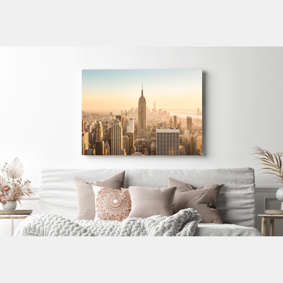 Obraz na płótnie panorama Nowego Jorku o złotej porze – Wallissimo® Obraz na płótnie panorama Nowego Jorku o złotej porze – Wallissimo®