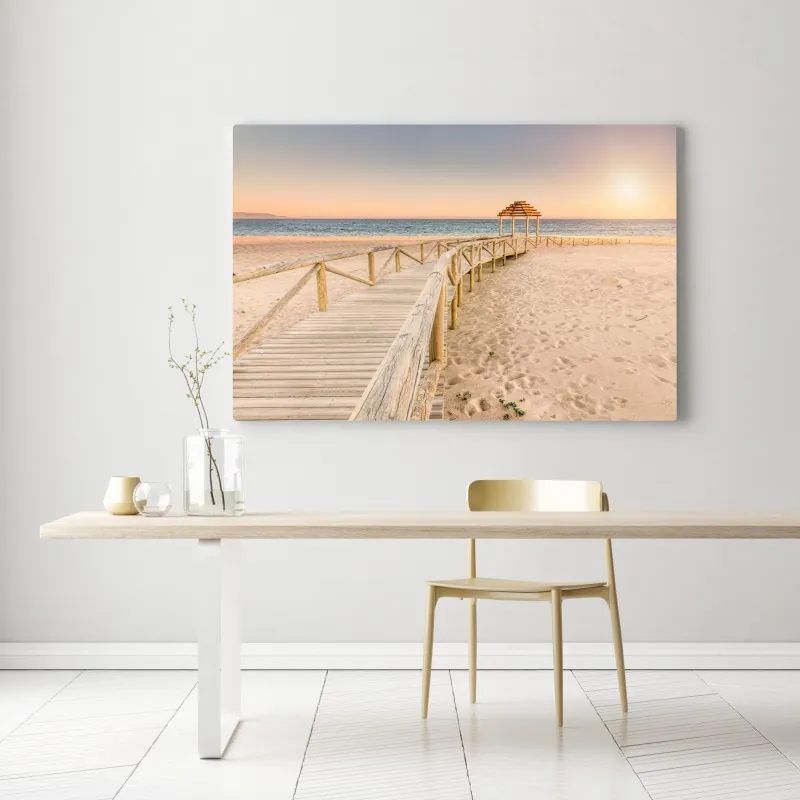 Obraz na płótnie drewniany pomost na plaży Trafalgar o zachodzie słońca – Wallissimo® Obraz na płótnie drewniany pomost na plaży Trafalgar o zachodzie słońca – Wallissimo®