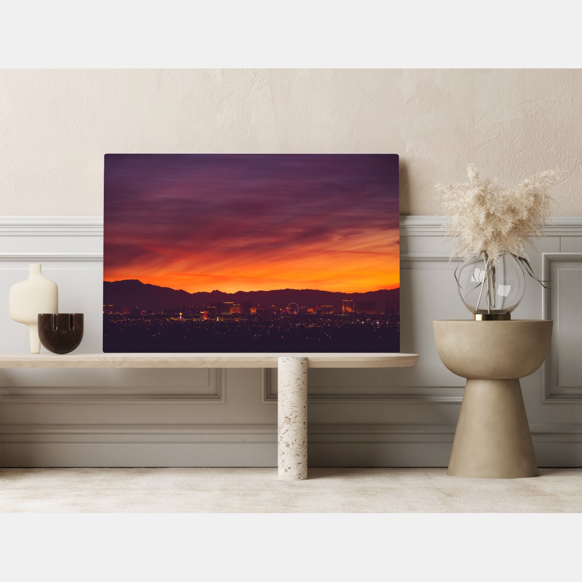 Obraz na płótnie Las Vegas zachód słońca panorama miasta – Wallissimo® Obraz na płótnie Las Vegas zachód słońca panorama miasta – Wallissimo®