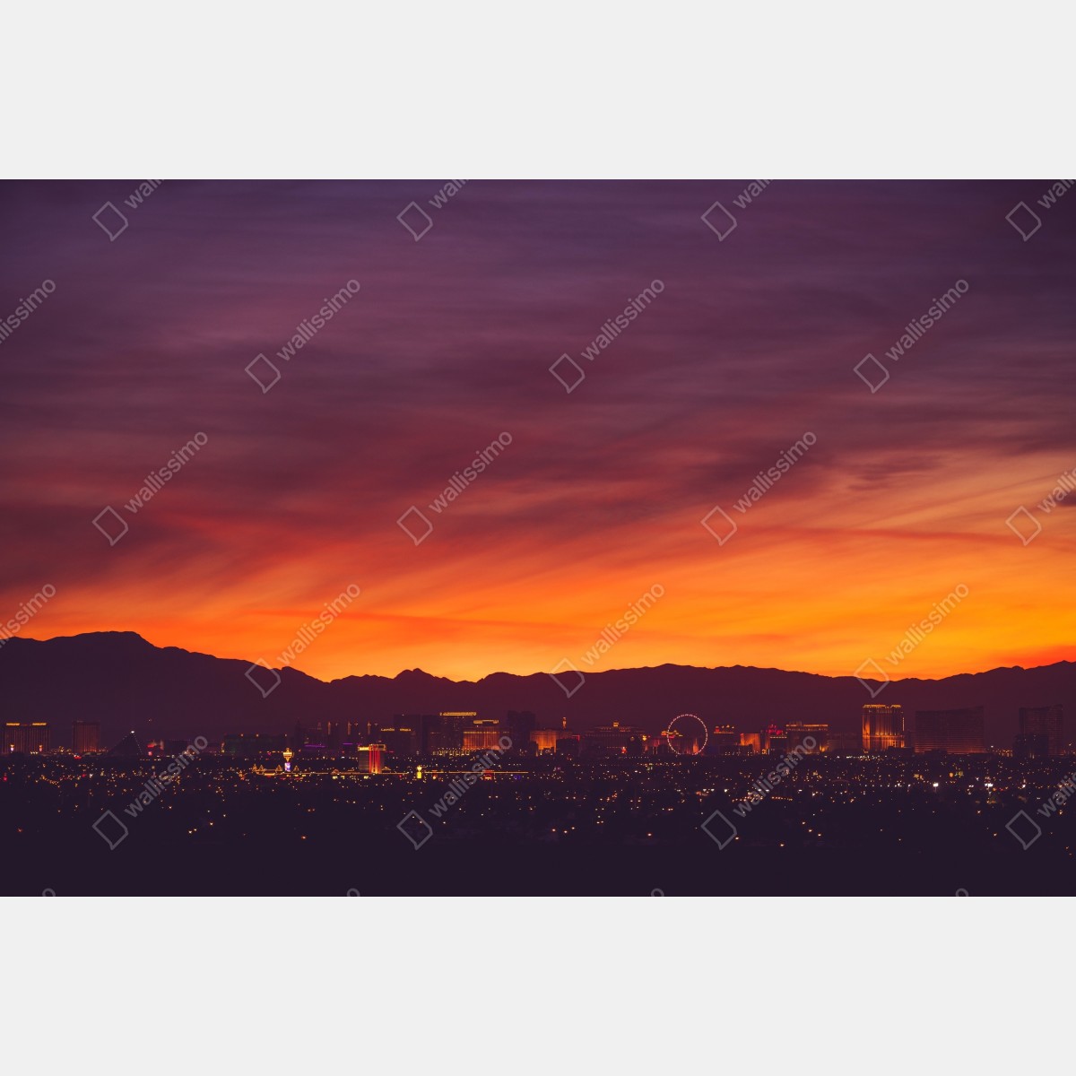 Obraz na płótnie Las Vegas zachód słońca panorama miasta – Wallissimo® Obraz na płótnie Las Vegas zachód słońca panorama miasta – Wallissimo®