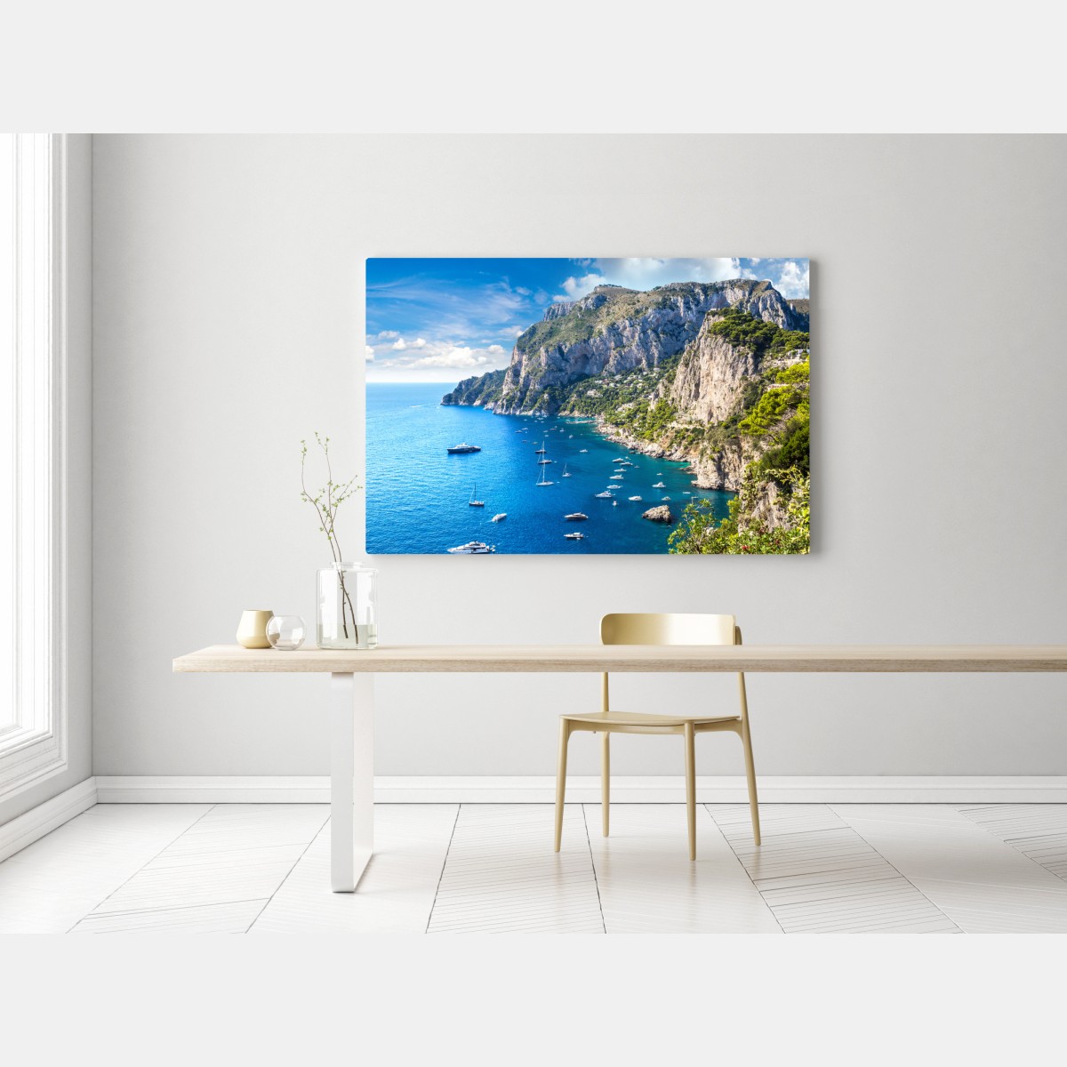 Obraz na płótnie Capri letnie wybrzeże i klify – Wallissimo® Obraz na płótnie Capri letnie wybrzeże i klify – Wallissimo®