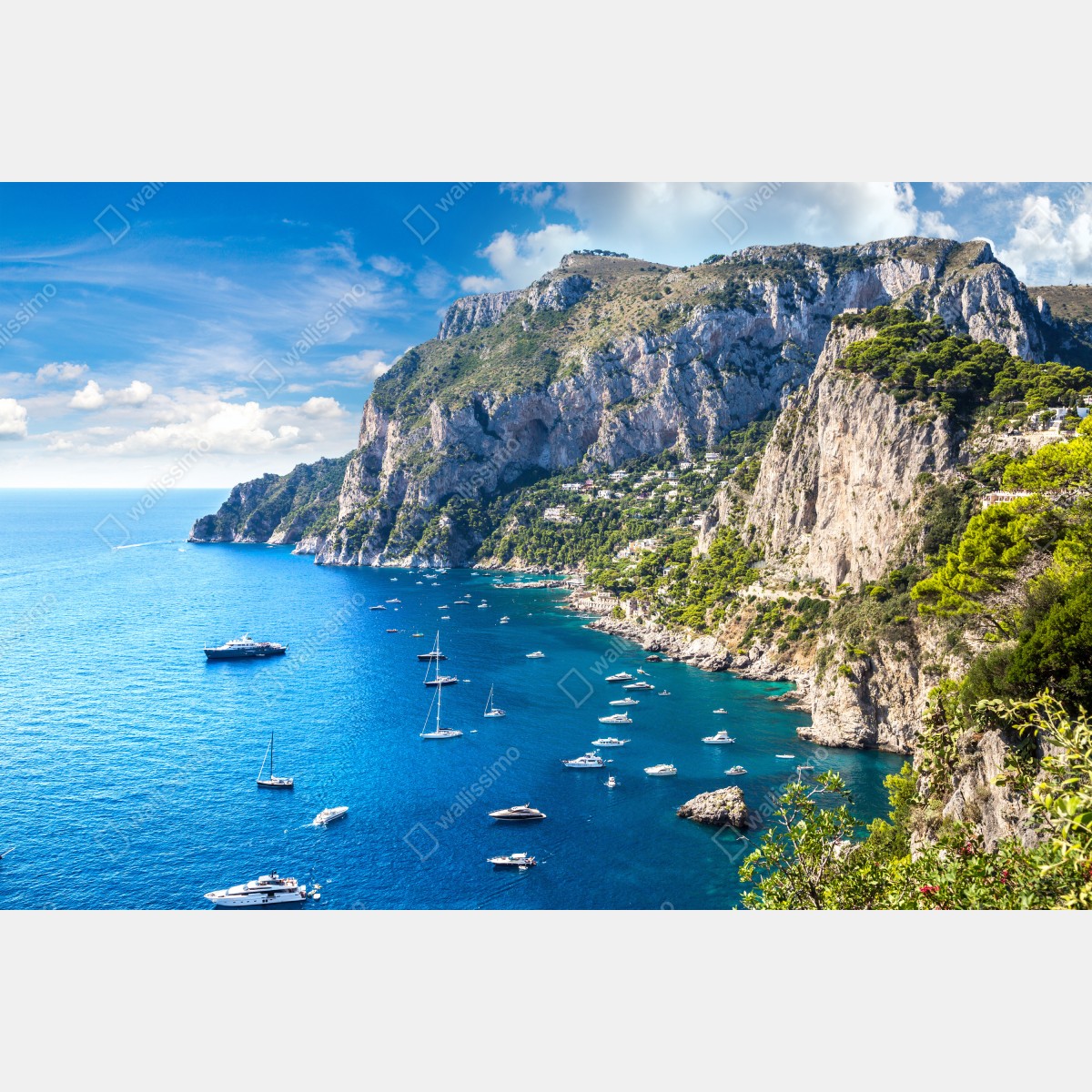 Obraz na płótnie Capri letnie wybrzeże i klify – Wallissimo® Obraz na płótnie Capri letnie wybrzeże i klify – Wallissimo®