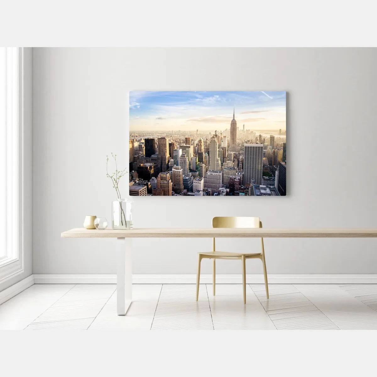 Obraz na płótnie panorama Nowego Jorku o wschodzie słońca – Wallissimo® Obraz na płótnie panorama Nowego Jorku o wschodzie słońca – Wallissimo®