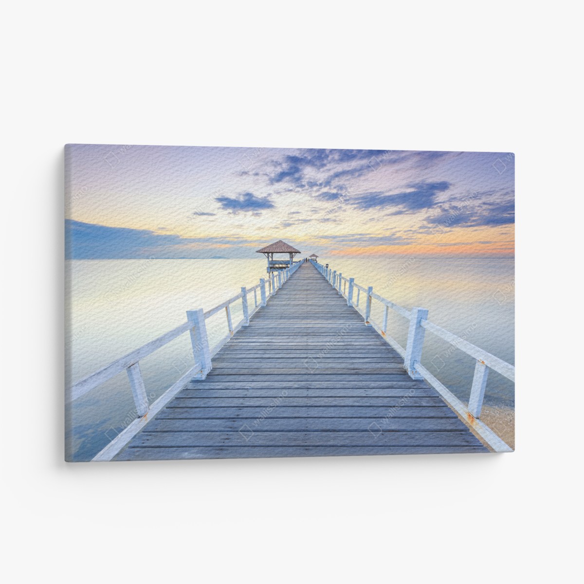 Canvas print tranquil wooden pier at sunset