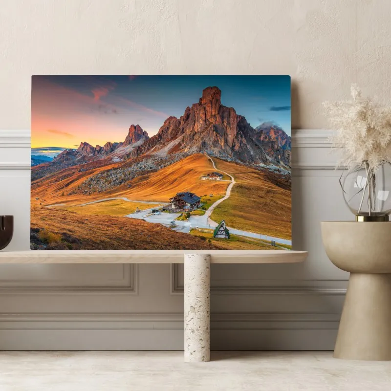 Obraz na płótnie zachód słońca nad Passo Giau, Dolomity – Wallissimo® Obraz na płótnie zachód słońca nad Passo Giau, Dolomity – Wallissimo®