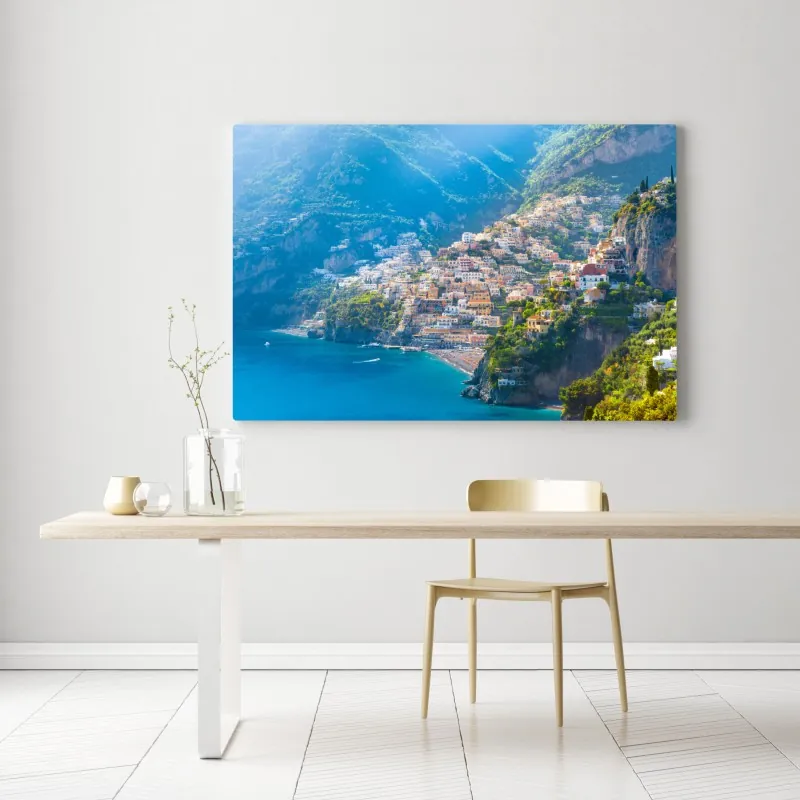 Obraz na płótnie Positano: kolorowa wioska na wybrzeżu Amalfi