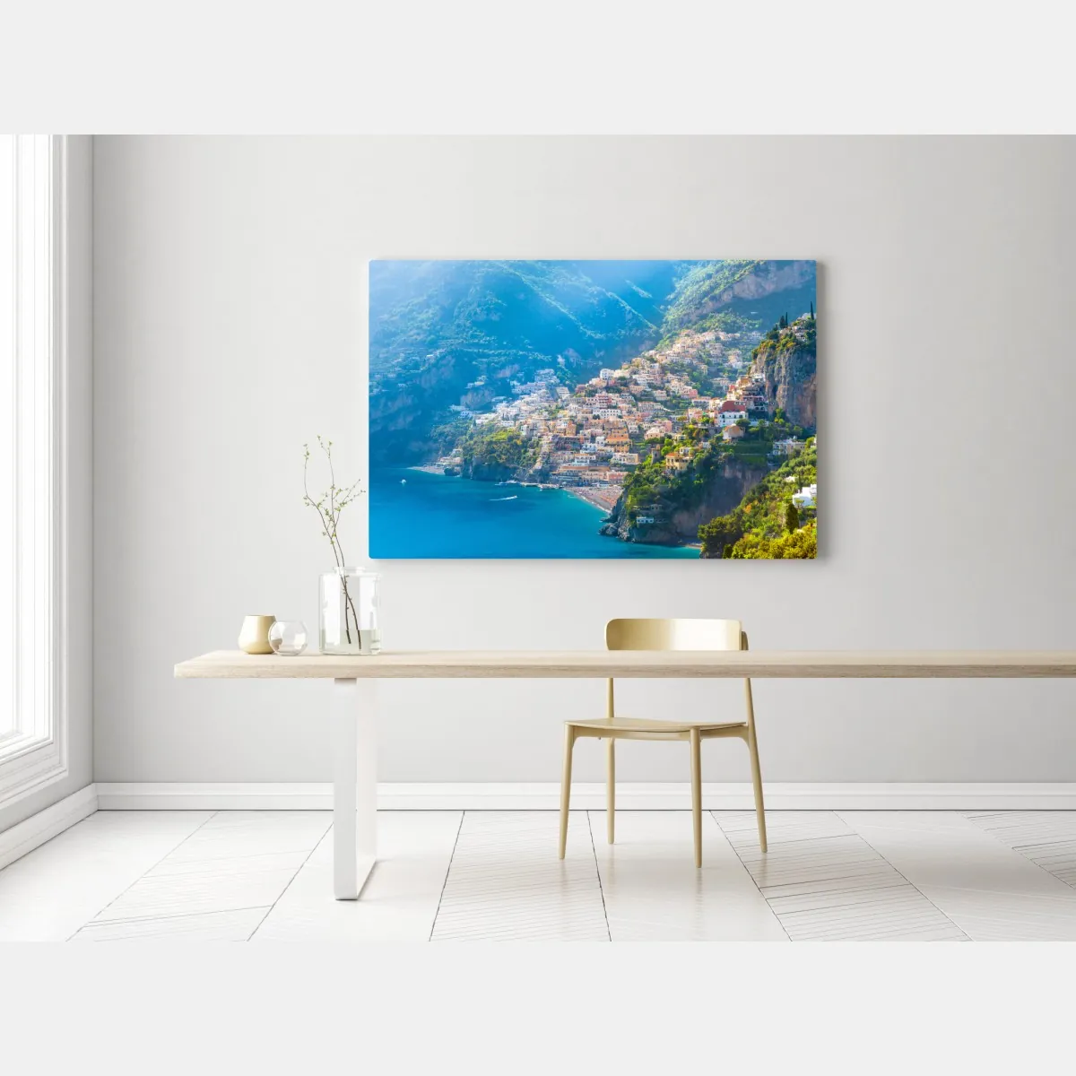 Obraz na płótnie Positano: kolorowa wioska na wybrzeżu Amalfi – Wallissimo® Obraz na płótnie Positano: kolorowa wioska na wybrzeżu Amalfi – Wallissimo®