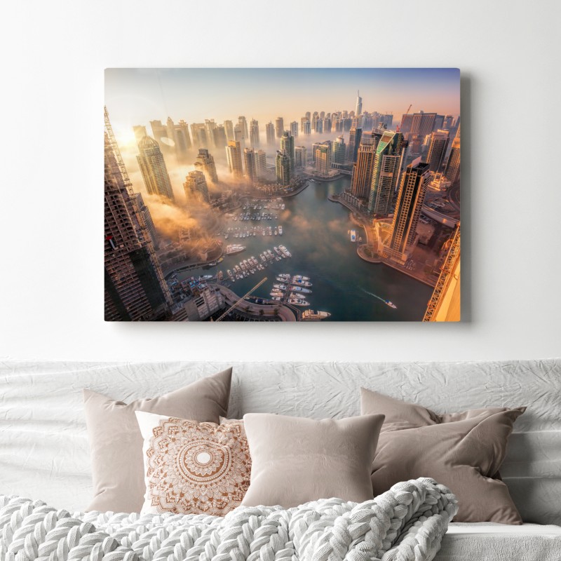 Obraz na płótnie Dubaj marina zachód słońca – Wallissimo® Obraz na płótnie Dubaj marina zachód słońca – Wallissimo®