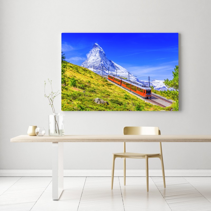 Obraz na płótnie pociąg Gornergrat pod Matterhornem – Wallissimo® Obraz na płótnie pociąg Gornergrat pod Matterhornem – Wallissimo®