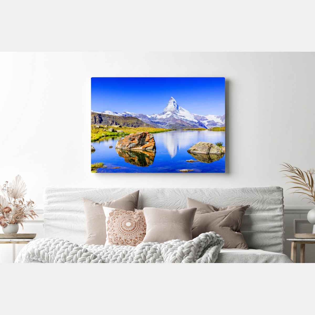 Obraz na płótnie Matterhorn odbicie w Stellisee, Zermatt – Wallissimo® Obraz na płótnie Matterhorn odbicie w Stellisee, Zermatt – Wallissimo®