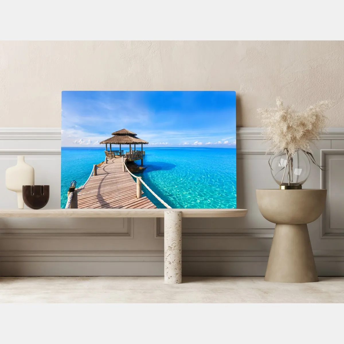 Obraz na płótnie tropikalny pomost nad turkusowym morzem – Wallissimo® Obraz na płótnie tropikalny pomost nad turkusowym morzem – Wallissimo®