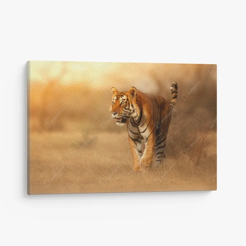 Obraz na płótnie majestatyczny tygrys w złotym świetle