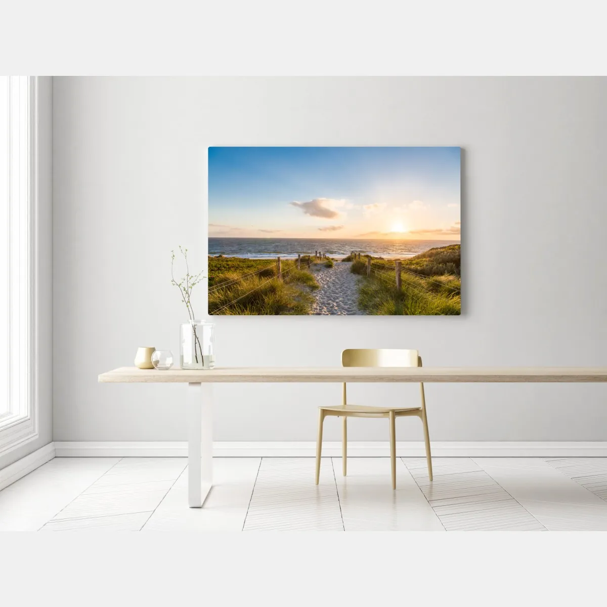 Obraz na płótnie słoneczna ścieżka na plażę nad oceanem – Wallissimo® Obraz na płótnie słoneczna ścieżka na plażę nad oceanem – Wallissimo®