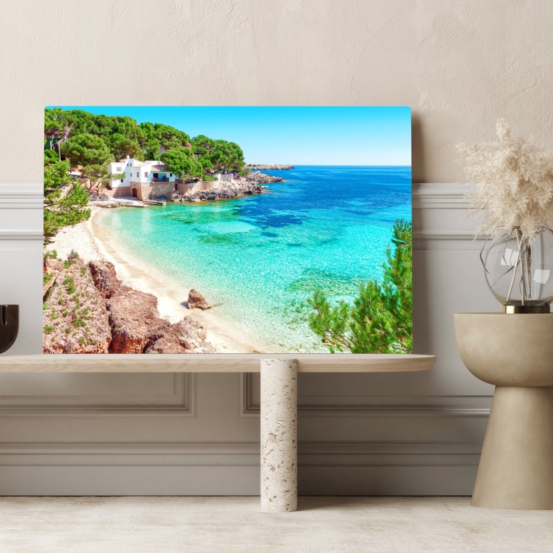 Obraz na płótnie spokojna zatoka śródziemnomorska z turkusowymi wodami – Wallissimo® Obraz na płótnie spokojna zatoka śródziemnomorska z turkusowymi wodami – Wallissimo®