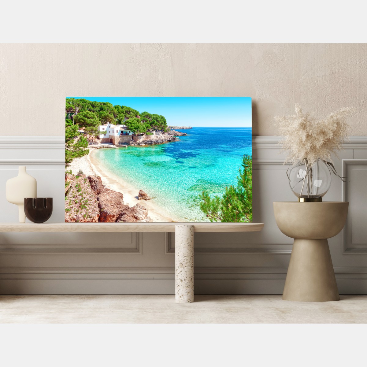 Obraz na płótnie spokojna zatoka śródziemnomorska z turkusowymi wodami – Wallissimo® Obraz na płótnie spokojna zatoka śródziemnomorska z turkusowymi wodami – Wallissimo®