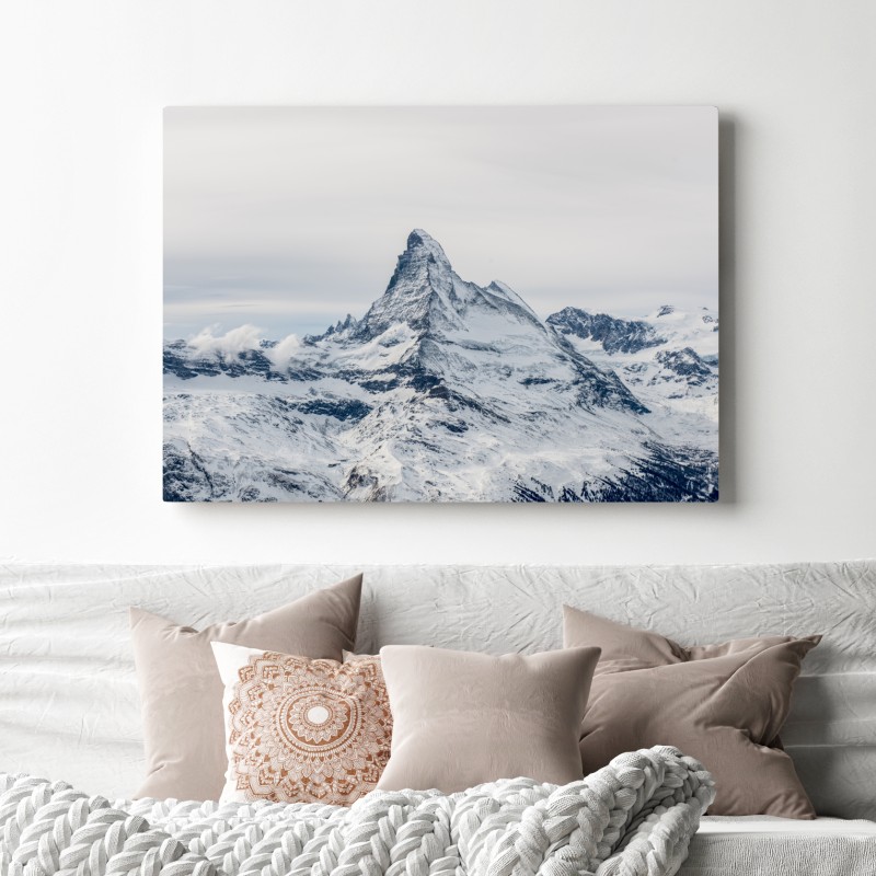 Obraz na płótnie majestatyczny ośnieżony szczyt górski – Wallissimo® Obraz na płótnie majestatyczny ośnieżony szczyt górski – Wallissimo®