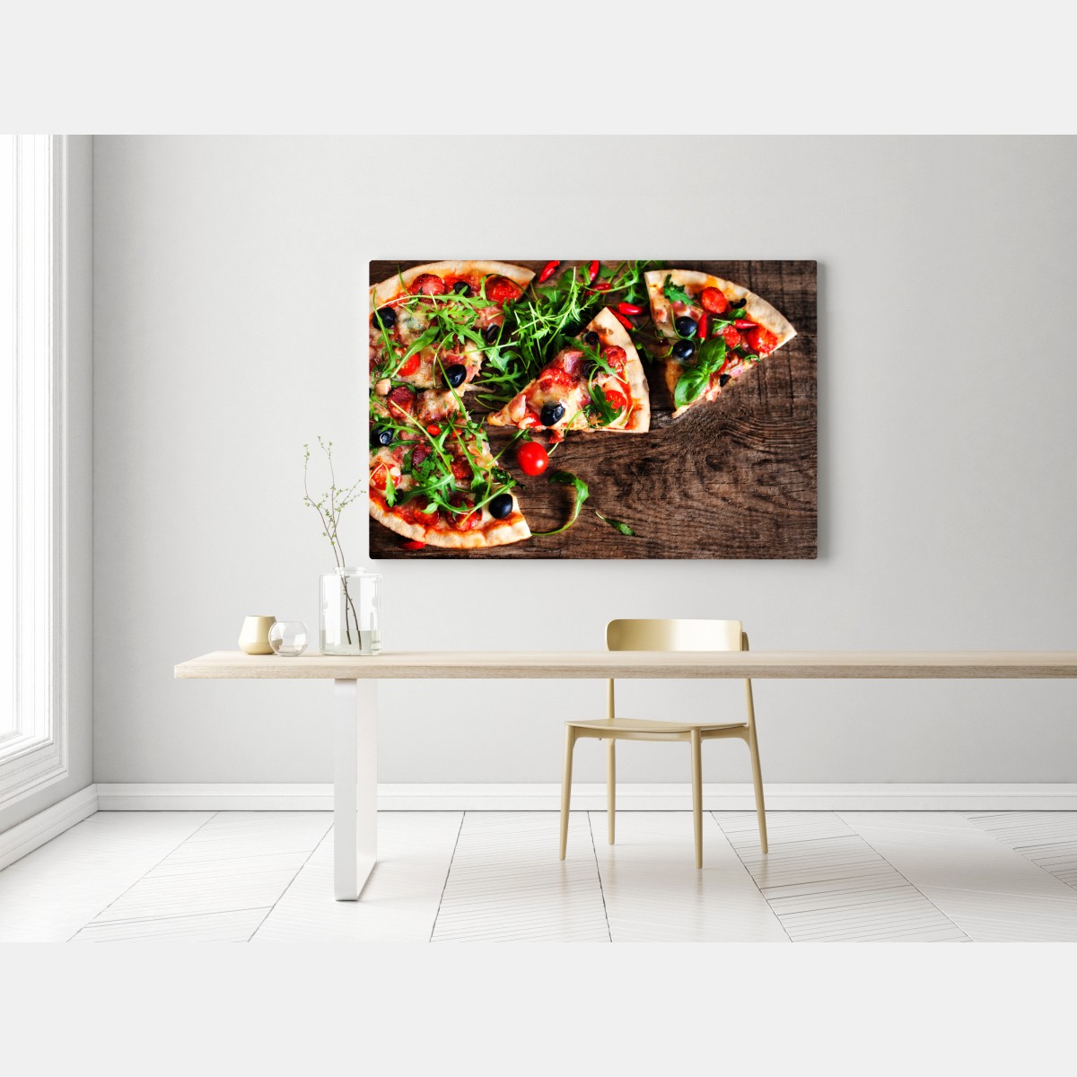 Obraz na płótnie gorąca pizza pepperoni z bliska – Wallissimo® Obraz na płótnie gorąca pizza pepperoni z bliska – Wallissimo®