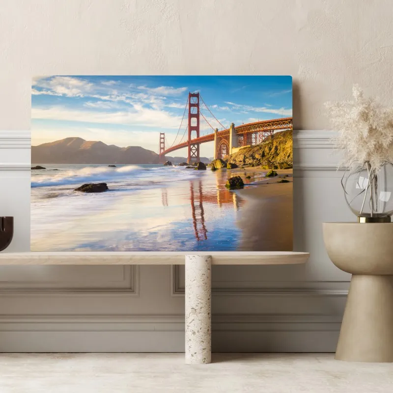 Obraz na płótnie Golden Gate o zachodzie słońca – Wallissimo® Obraz na płótnie Golden Gate o zachodzie słońca – Wallissimo®