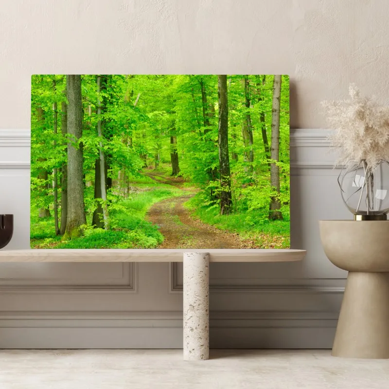 Obraz na płótnie spokojna leśna ścieżka wiosną – Wallissimo® Obraz na płótnie spokojna leśna ścieżka wiosną – Wallissimo®
