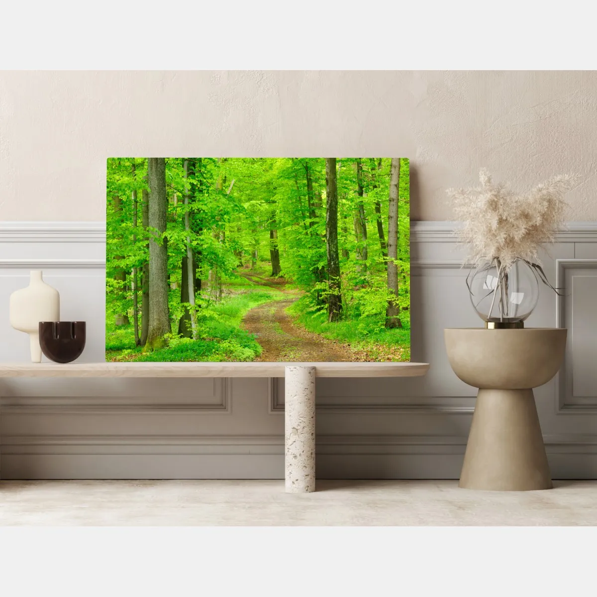 Obraz na płótnie spokojna leśna ścieżka wiosną – Wallissimo® Obraz na płótnie spokojna leśna ścieżka wiosną – Wallissimo®