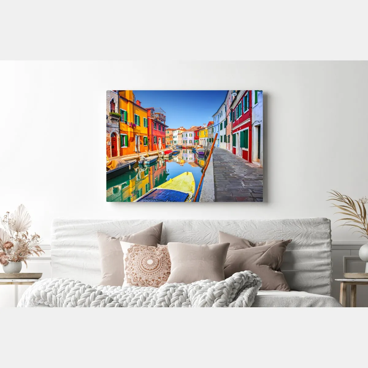 Obraz na płótnie kolorowe domy nad kanałem w Burano – Wallissimo® Obraz na płótnie kolorowe domy nad kanałem w Burano – Wallissimo®