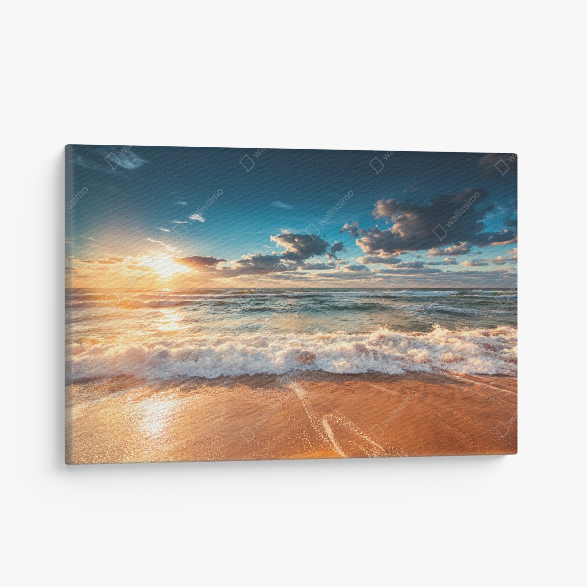Canvas print golden sunrise over the ocean shore