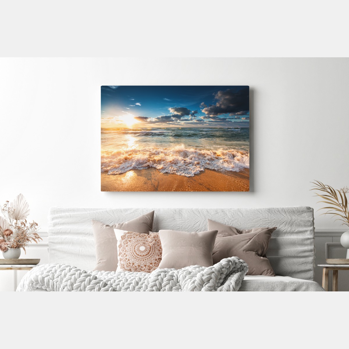 Obraz na płótnie złoty wschód słońca nad morzem – Wallissimo® Obraz na płótnie złoty wschód słońca nad morzem – Wallissimo®