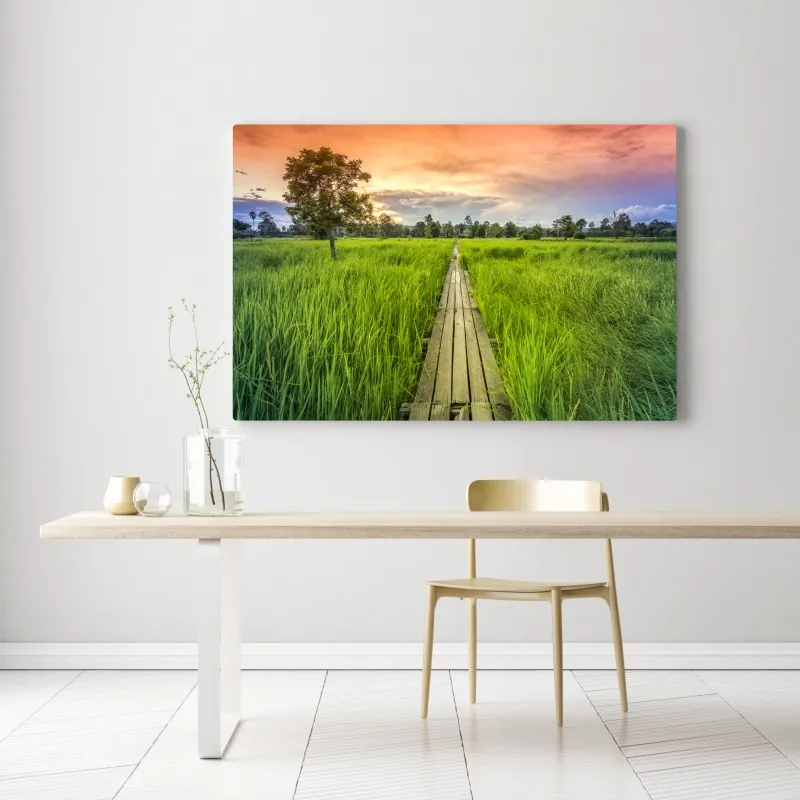 Obraz na płótnie zachód słońca nad drewnianym mostem w Khonburi – Wallissimo® Obraz na płótnie zachód słońca nad drewnianym mostem w Khonburi – Wallissimo®