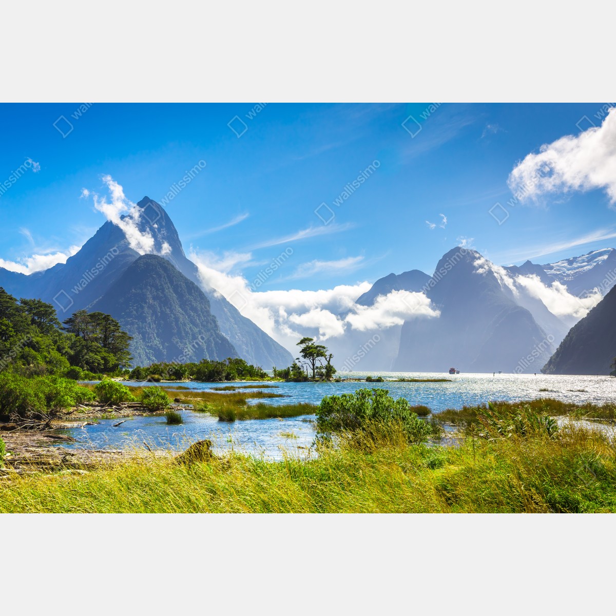 Obraz na płótnie malowniczy krajobraz górski nad fiordem – Wallissimo® Obraz na płótnie malowniczy krajobraz górski nad fiordem – Wallissimo®