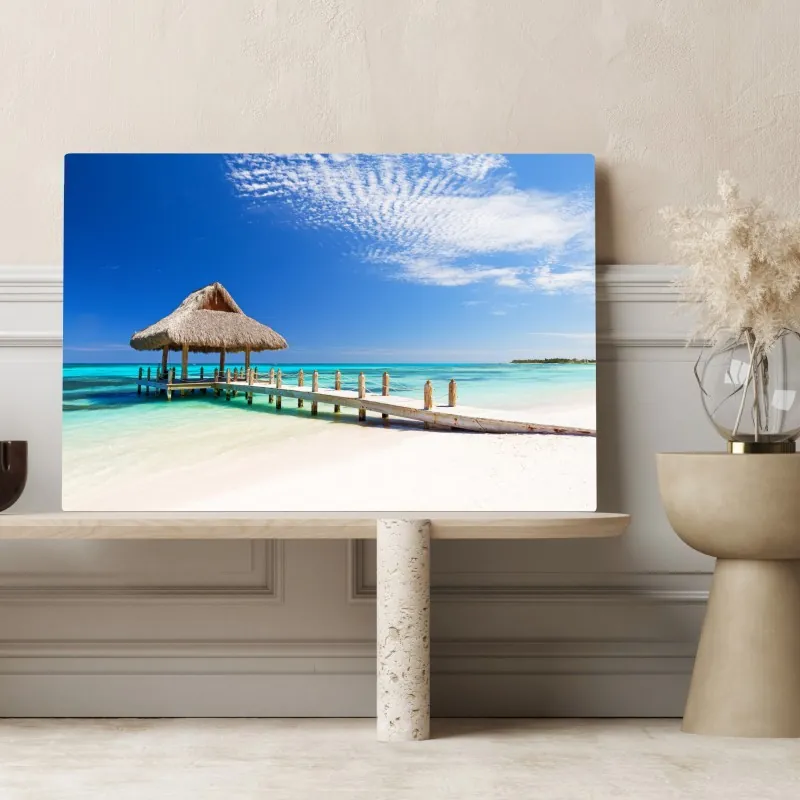 Obraz na płótnie spokojny pomost na plaży w Cap Cana – Wallissimo® Obraz na płótnie spokojny pomost na plaży w Cap Cana – Wallissimo®