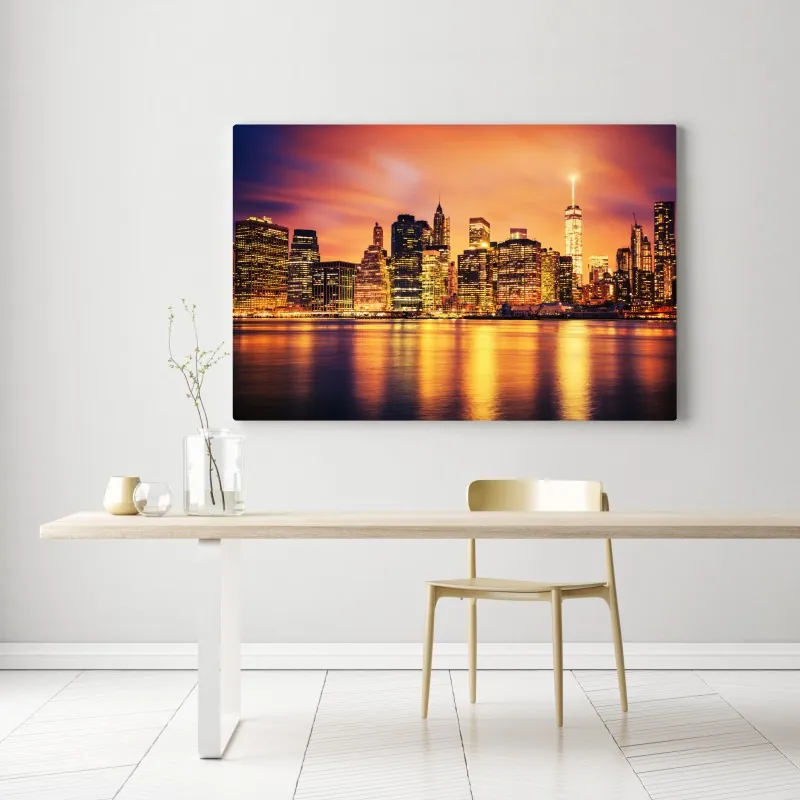 Obraz na płótnie Nowy Jork panorama o zachodzie słońca – Wallissimo® Obraz na płótnie Nowy Jork panorama o zachodzie słońca – Wallissimo®