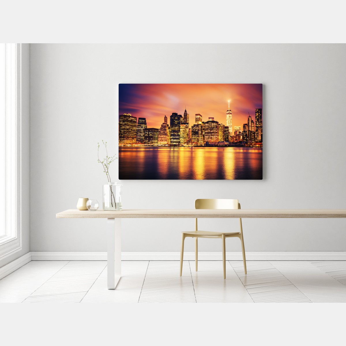 Obraz na płótnie Nowy Jork panorama o zachodzie słońca – Wallissimo® Obraz na płótnie Nowy Jork panorama o zachodzie słońca – Wallissimo®