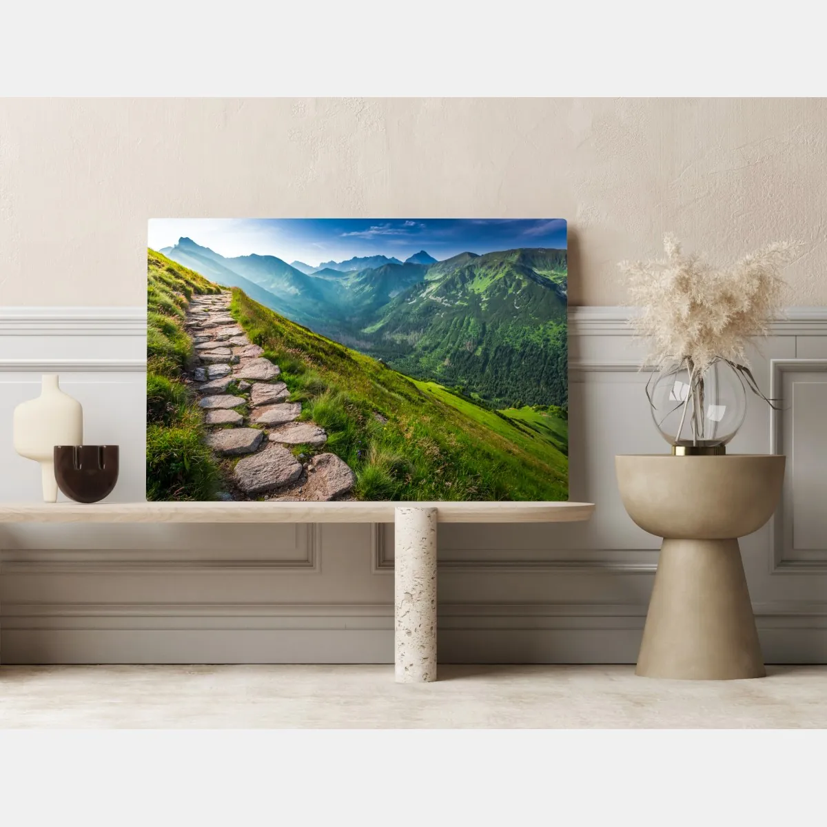 Obraz na płótnie ścieżka w Tatrach o wschodzie słońca – Wallissimo® Obraz na płótnie ścieżka w Tatrach o wschodzie słońca – Wallissimo®