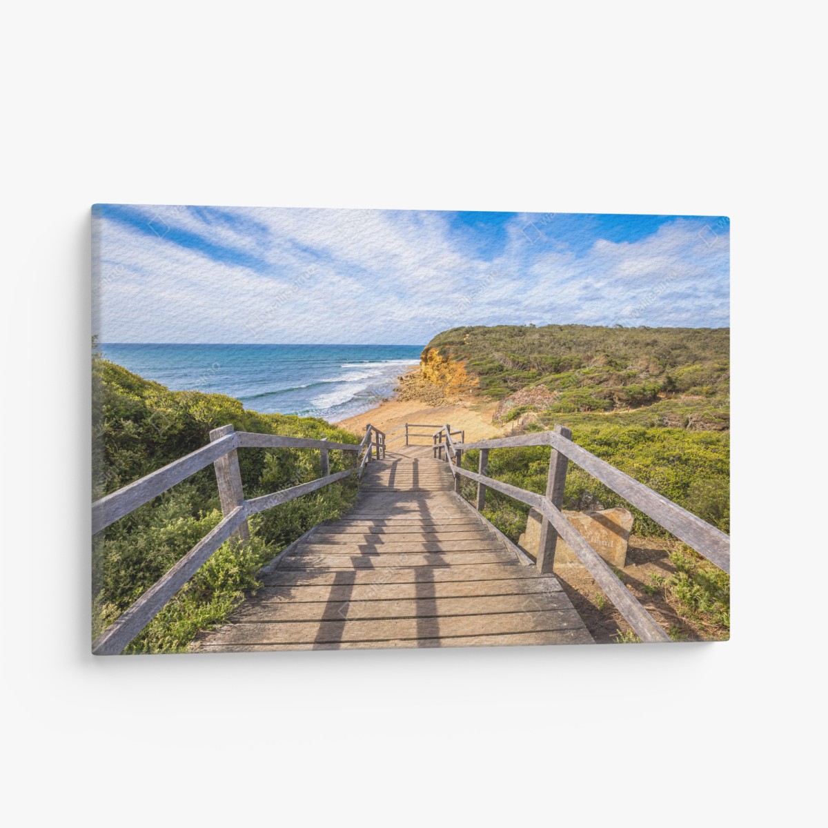 Canvas print walkway to Bells Beach panoramic view