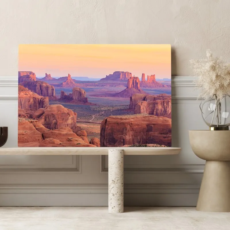 Obraz na płótnie Monument Valley pustynny zachód słońca panorama – Wallissimo® Obraz na płótnie Monument Valley pustynny zachód słońca panorama – Wallissimo®