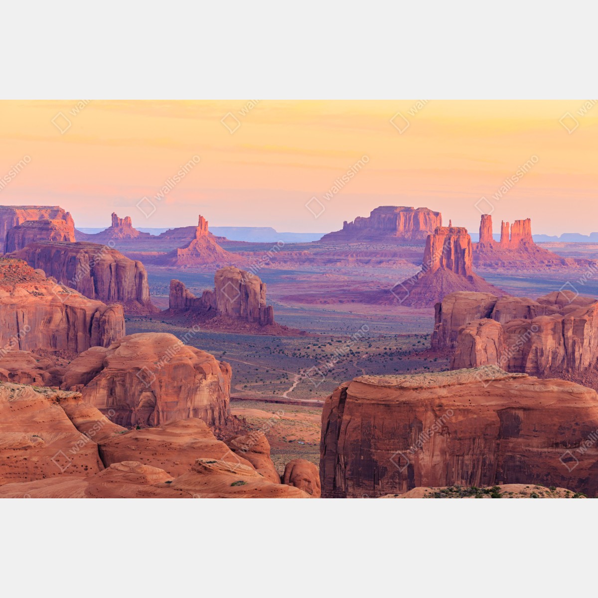 Obraz na płótnie Monument Valley pustynny zachód słońca panorama – Wallissimo® Obraz na płótnie Monument Valley pustynny zachód słońca panorama – Wallissimo®