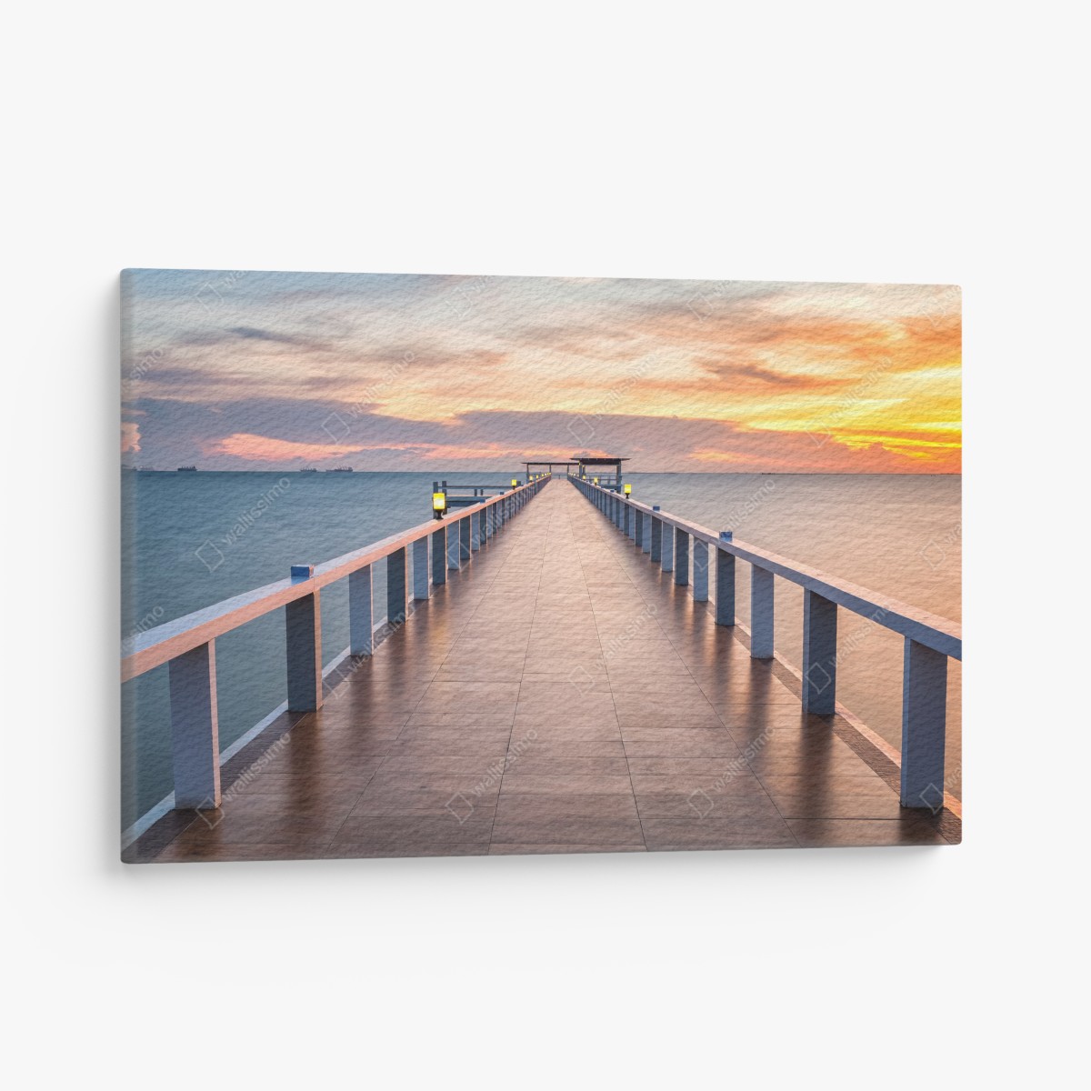 Canvas print sunset pier at the harbor