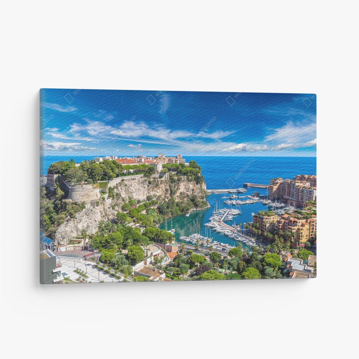 Canvas print panoramic view of Monte Carlo harbor