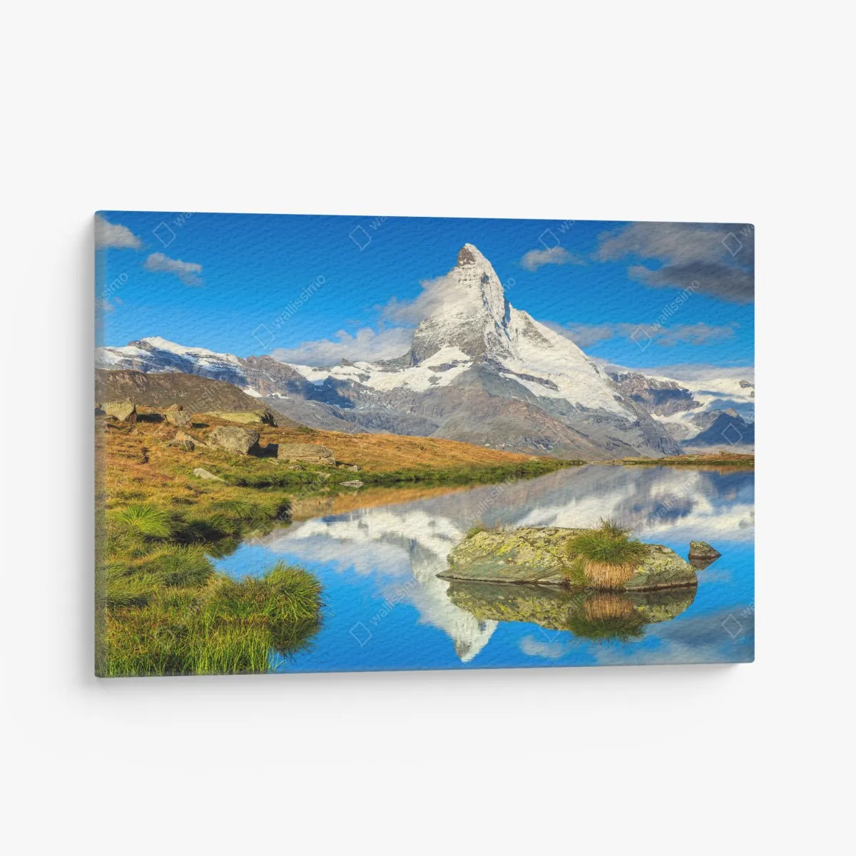 Obraz na płótnie majestatyczny Matterhorn odbity w alpejskim jeziorze – Wallissimo® Obraz na płótnie majestatyczny Matterhorn odbity w alpejskim jeziorze – Wallissimo®