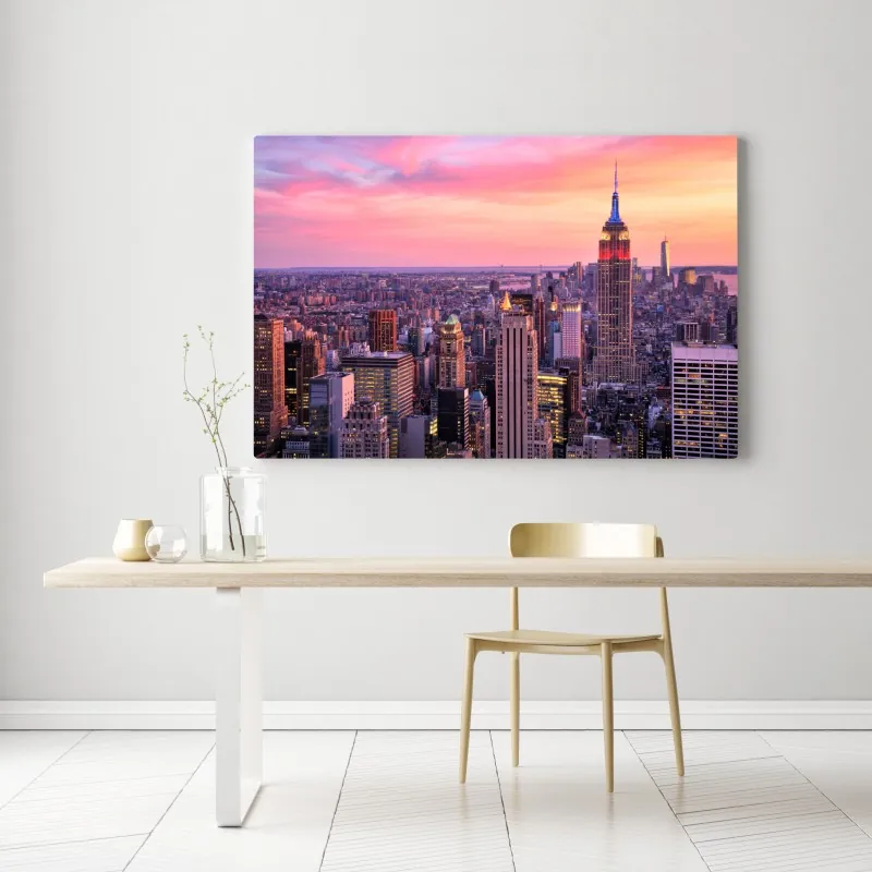 Obraz na płótnie Nowy Jork panorama miasta o zachodzie słońca – Wallissimo® Obraz na płótnie Nowy Jork panorama miasta o zachodzie słońca – Wallissimo®