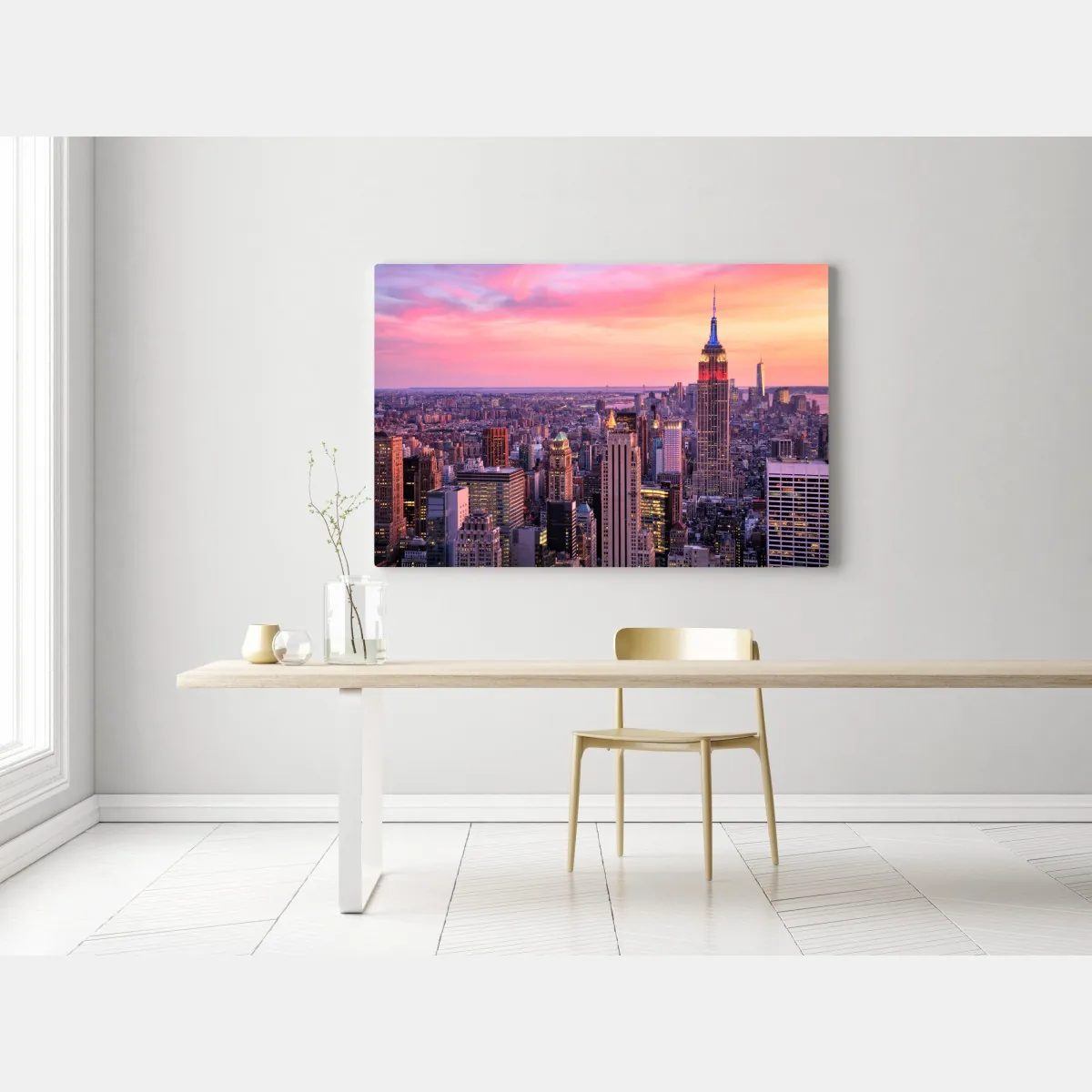 Obraz na płótnie Nowy Jork panorama miasta o zachodzie słońca – Wallissimo® Obraz na płótnie Nowy Jork panorama miasta o zachodzie słońca – Wallissimo®