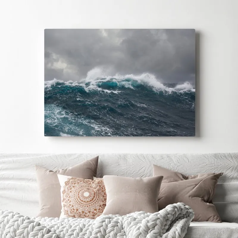 Obraz na płótnie burzliwe morze z rozbijającymi się falami – Wallissimo® Obraz na płótnie burzliwe morze z rozbijającymi się falami – Wallissimo®